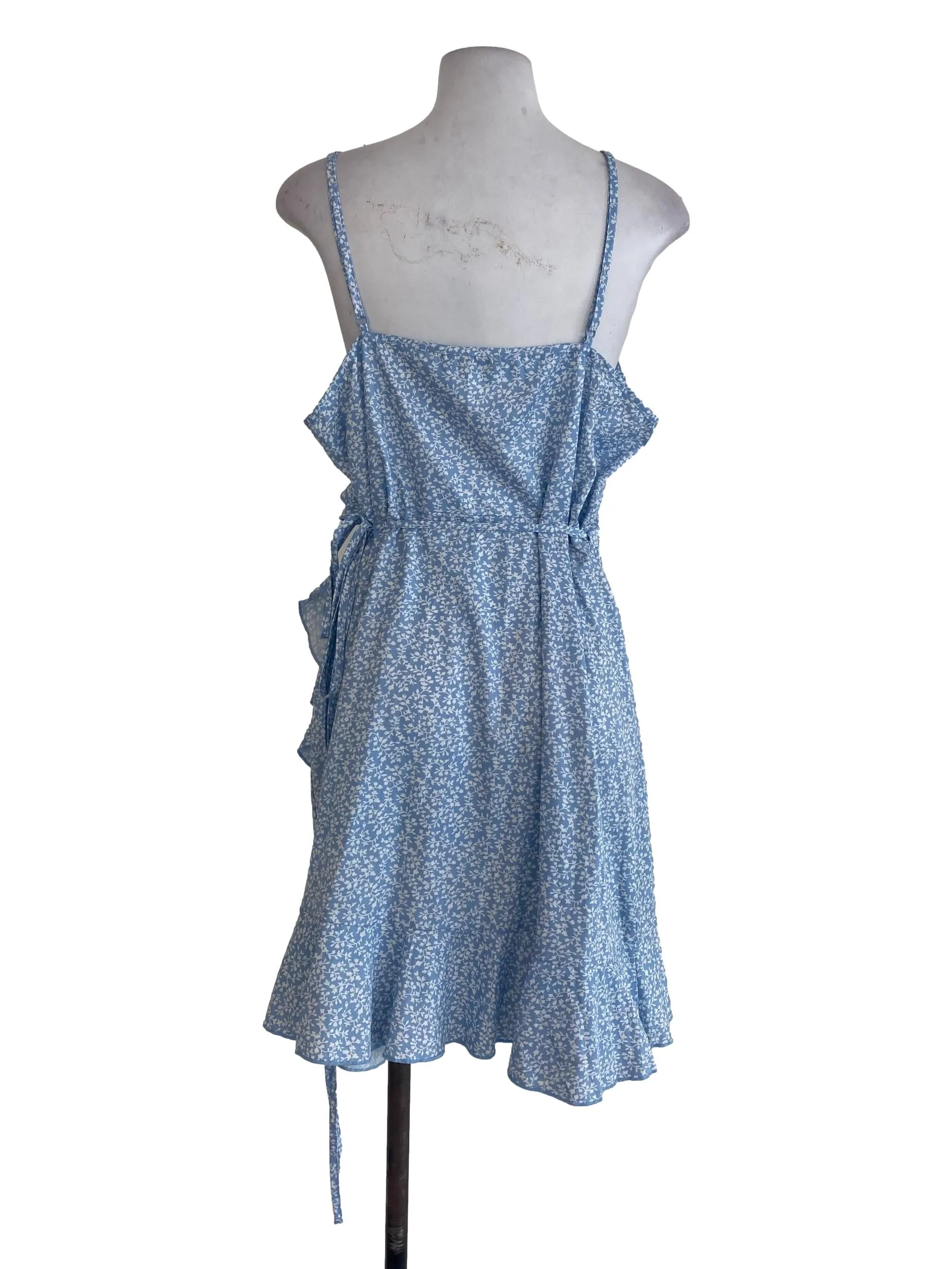 Blue Floral Wrap Dress