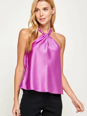 Breanna Satin Halter Top