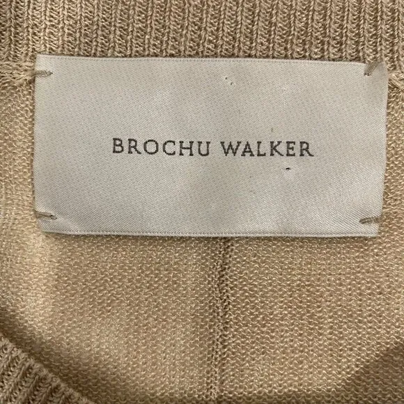 Brochu Walker dolman Lagenlook button front cardigan sweater neutral linen