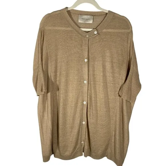 Brochu Walker dolman Lagenlook button front cardigan sweater neutral linen