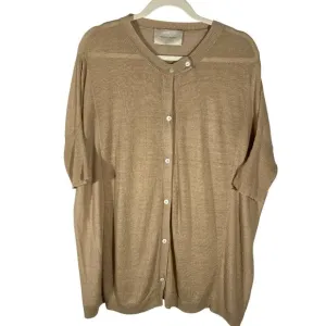 Brochu Walker dolman Lagenlook button front cardigan sweater neutral linen