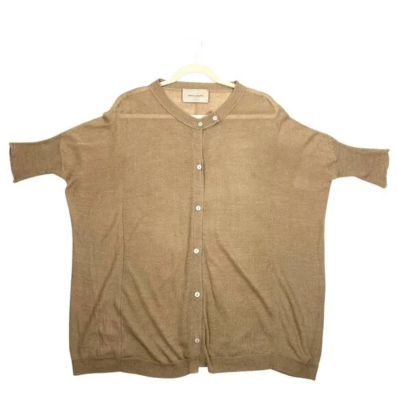 Brochu Walker dolman Lagenlook button front cardigan sweater neutral linen