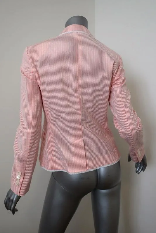 Brooks Brothers Stellita Fit Seersucker Blazer Jacket Salmon/White Size 2 NEW