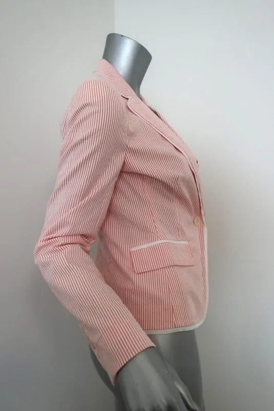Brooks Brothers Stellita Fit Seersucker Blazer Jacket Salmon/White Size 2 NEW