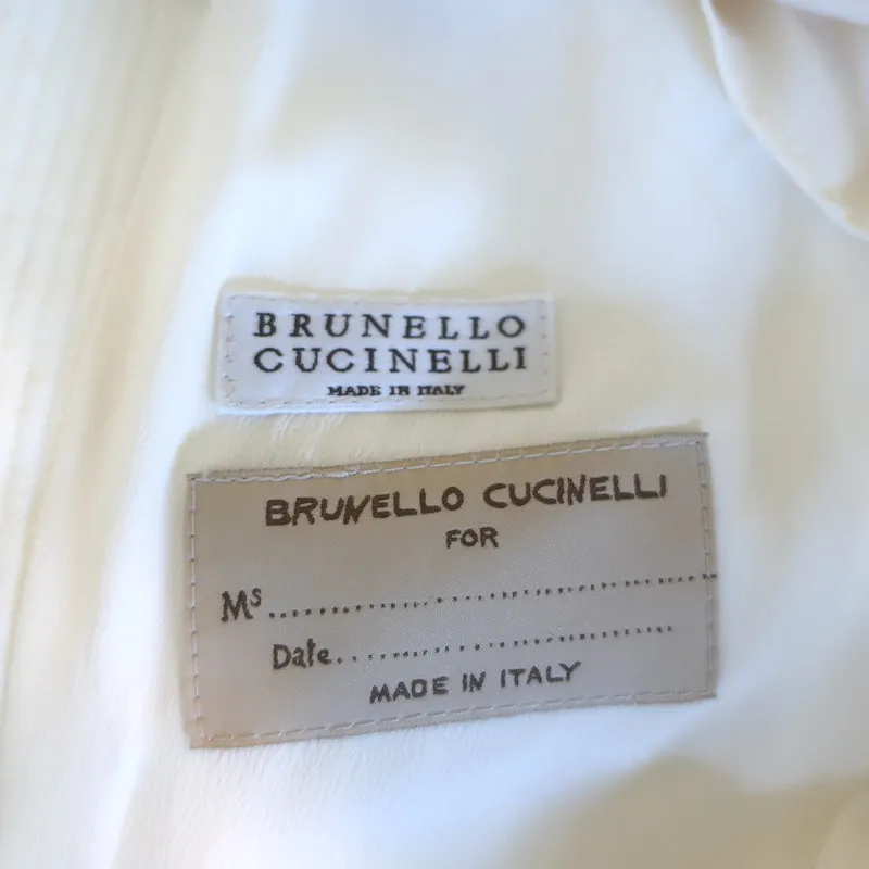 Brunello Cucinelli Double Breasted Corduroy Blazer Cream Linen-Blend Size 38