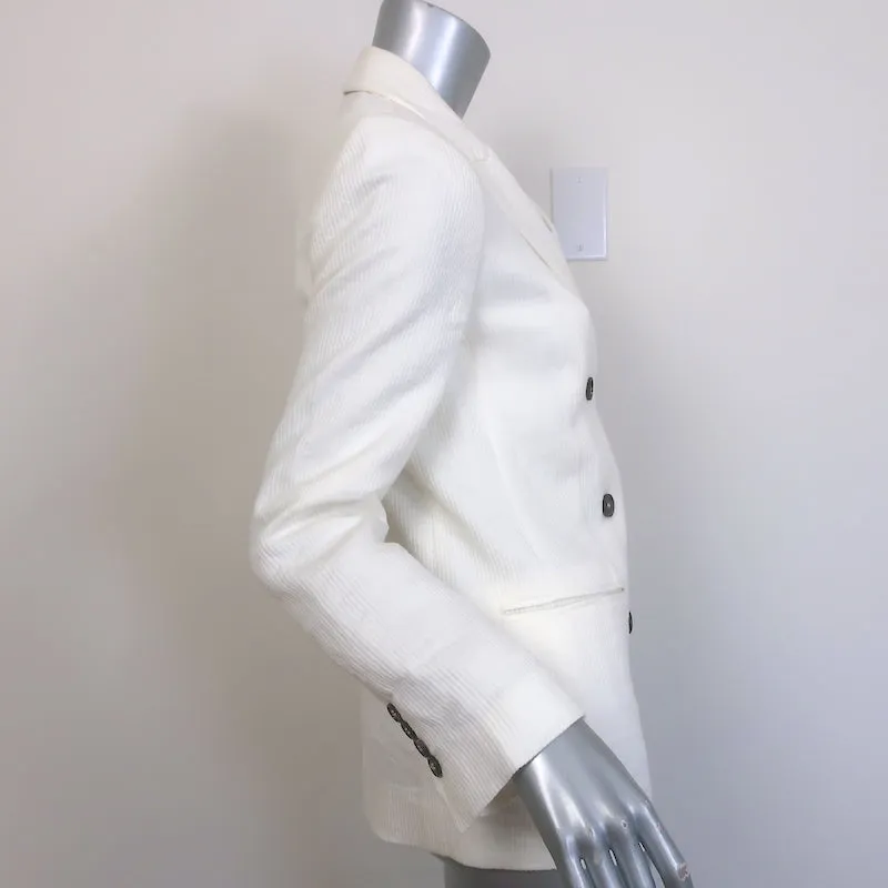 Brunello Cucinelli Double Breasted Corduroy Blazer Cream Linen-Blend Size 38