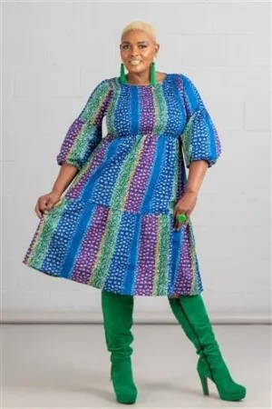 Bubble Sleeve Midi Dress