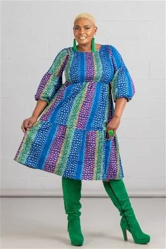 Bubble Sleeve Midi Dress
