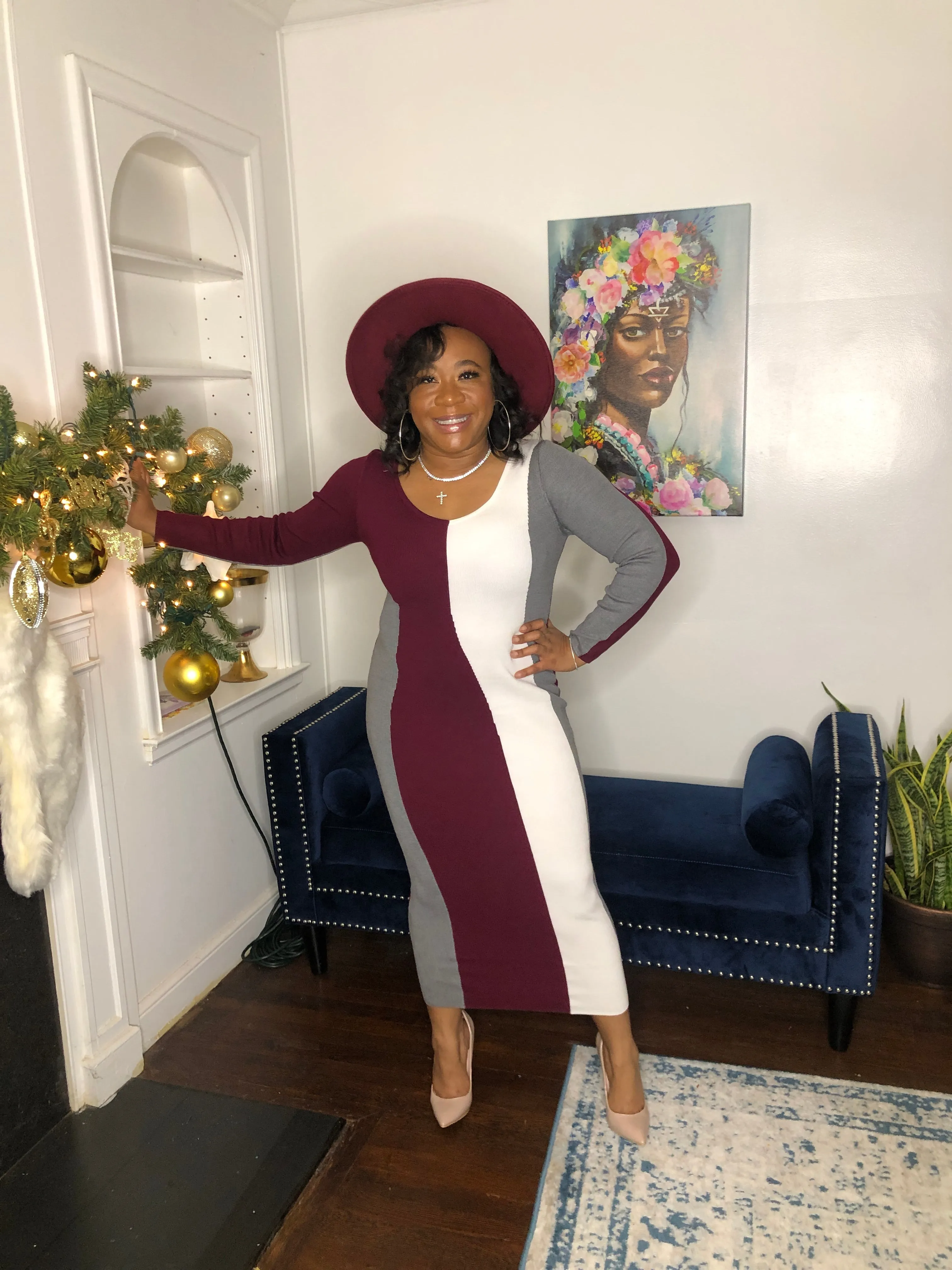 Burgundy Midi Dress