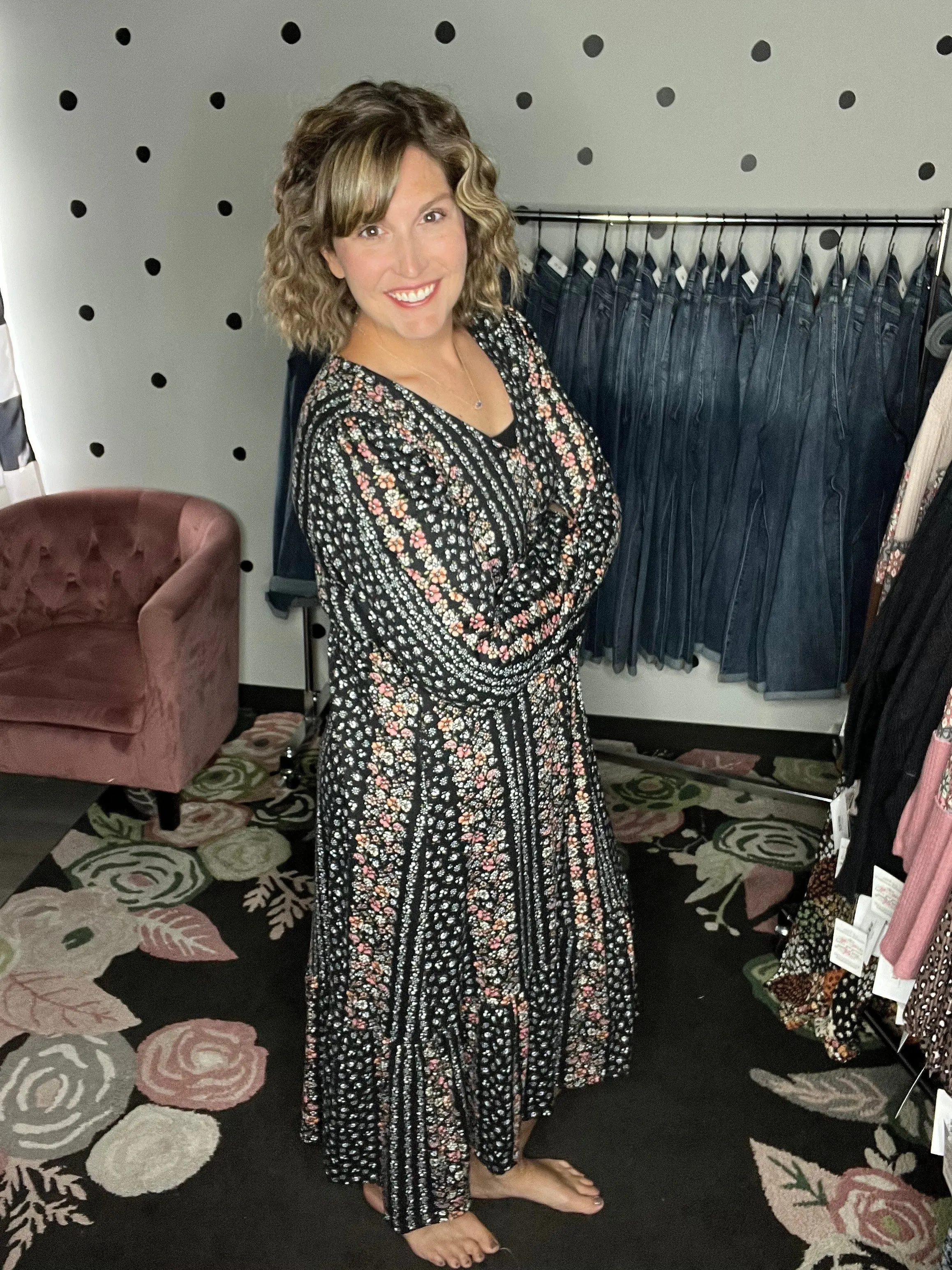 Buttery Soft Black Floral Dress