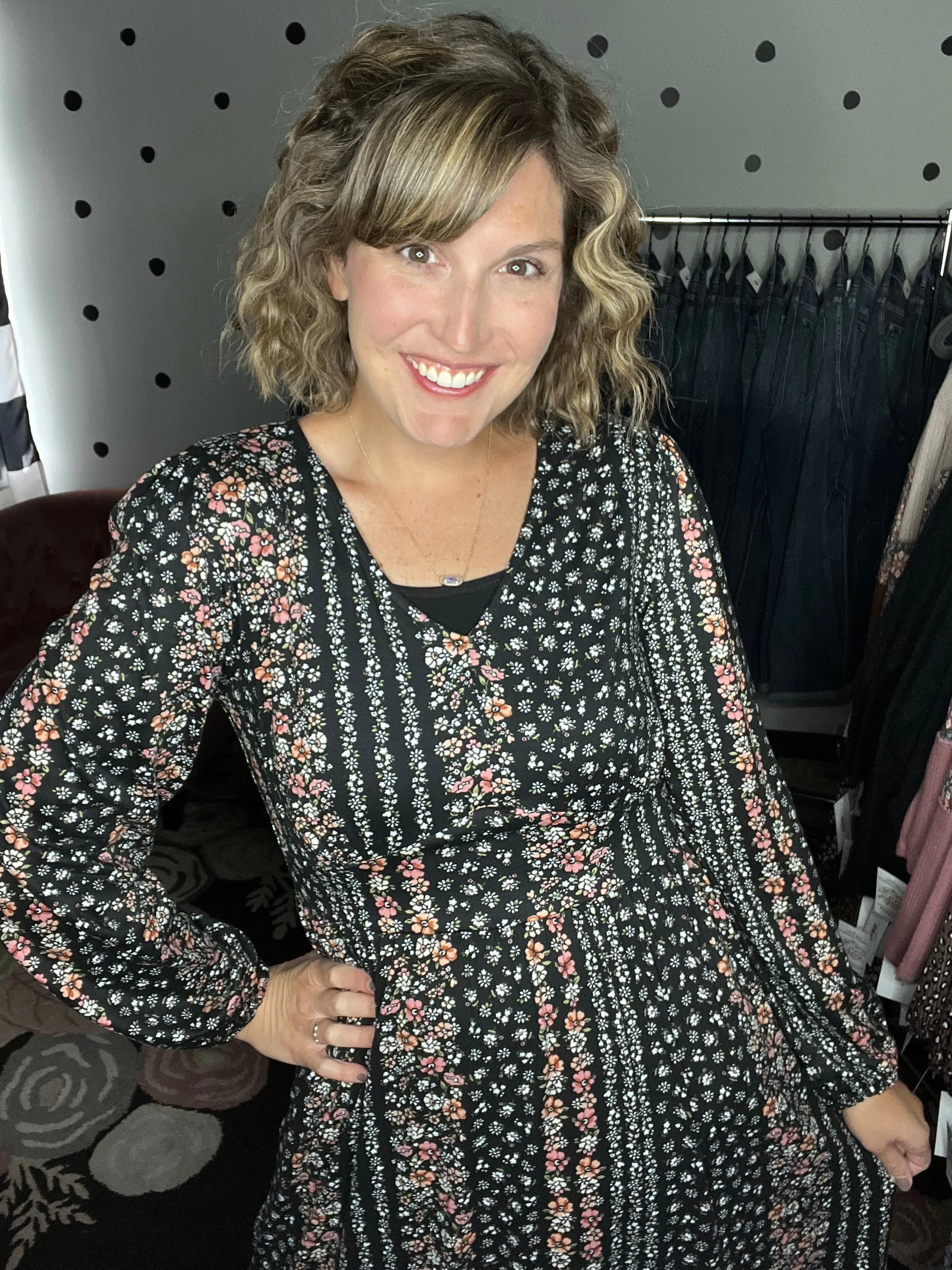 Buttery Soft Black Floral Dress
