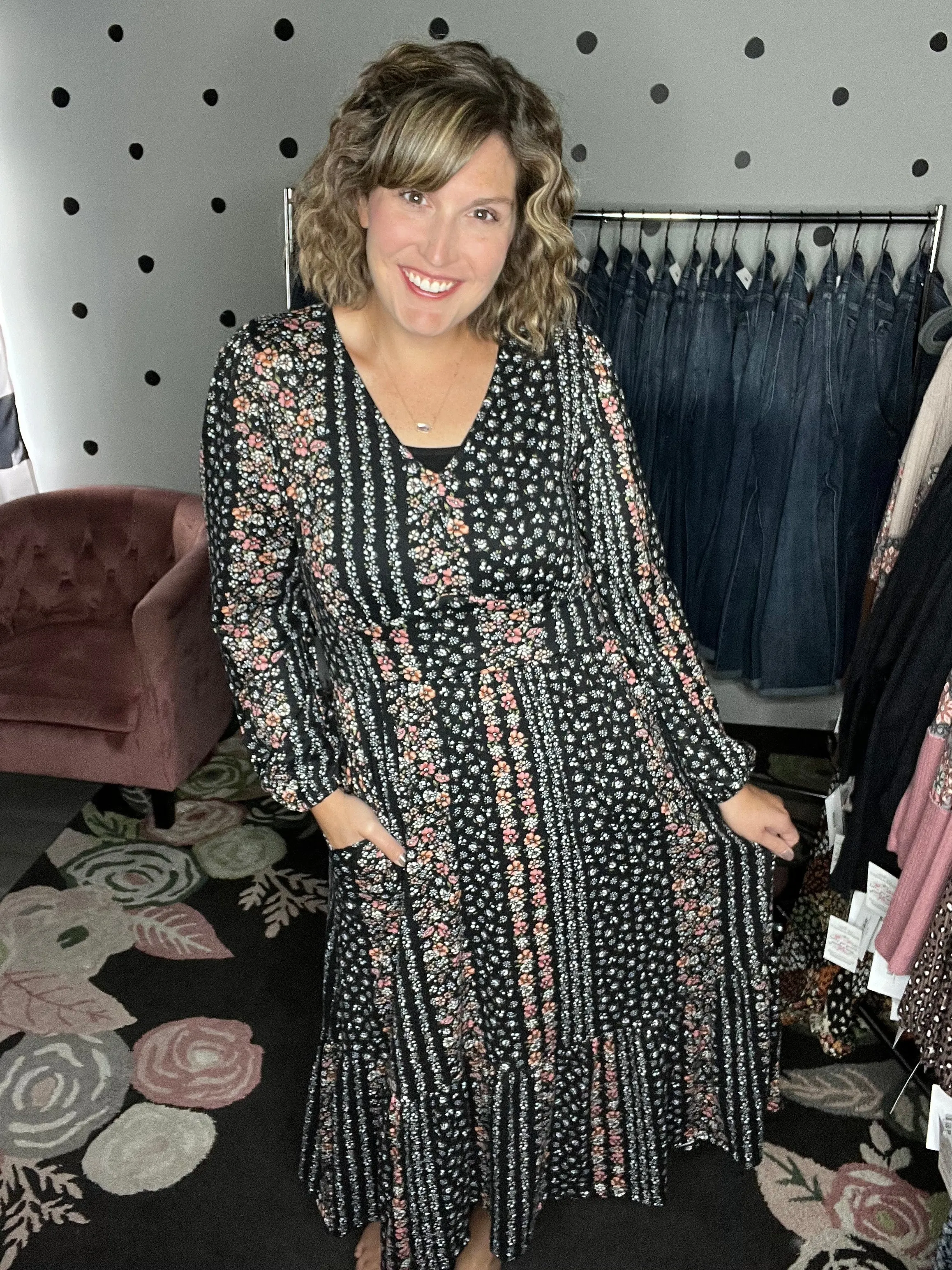 Buttery Soft Black Floral Dress