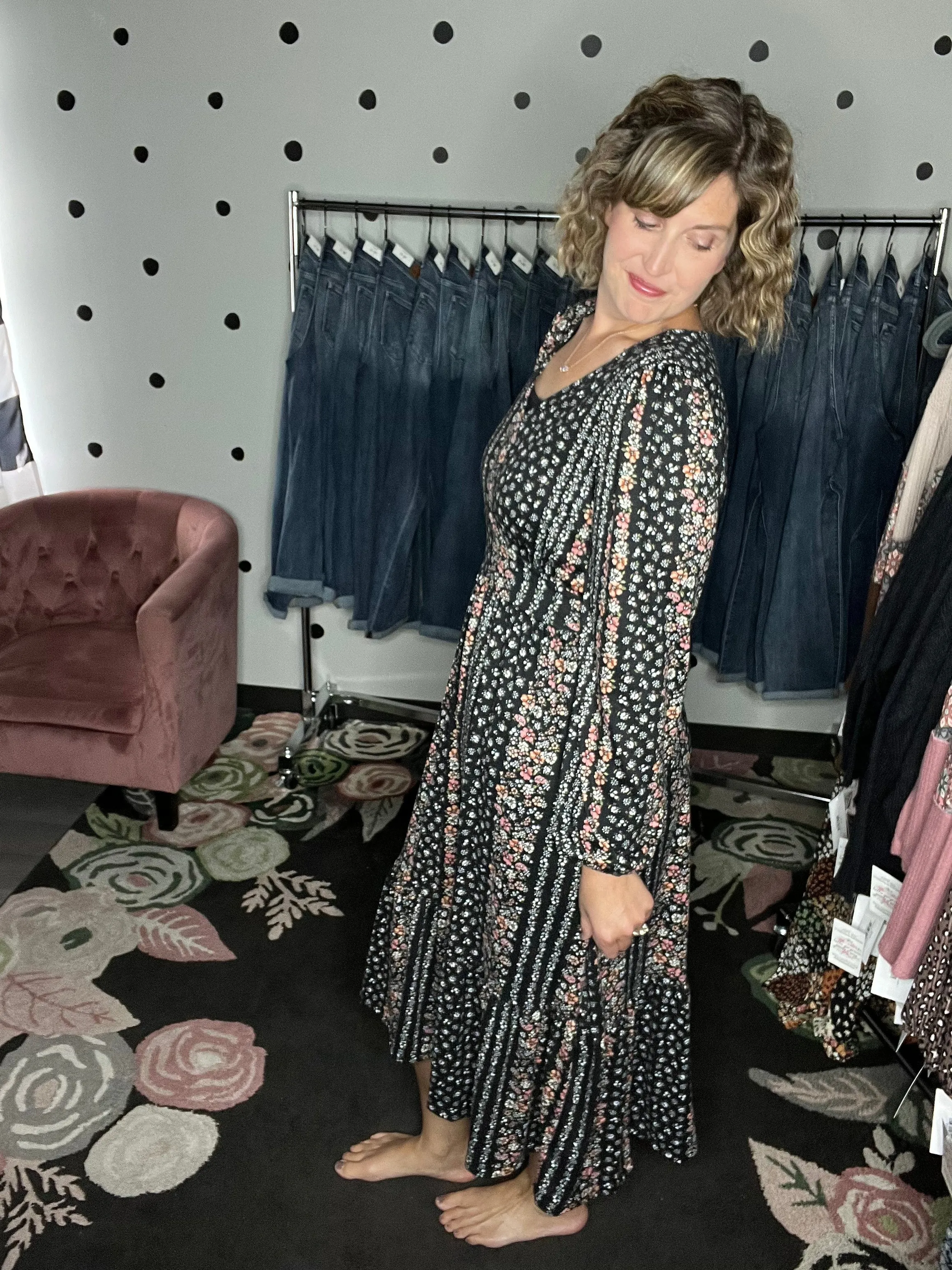 Buttery Soft Black Floral Dress