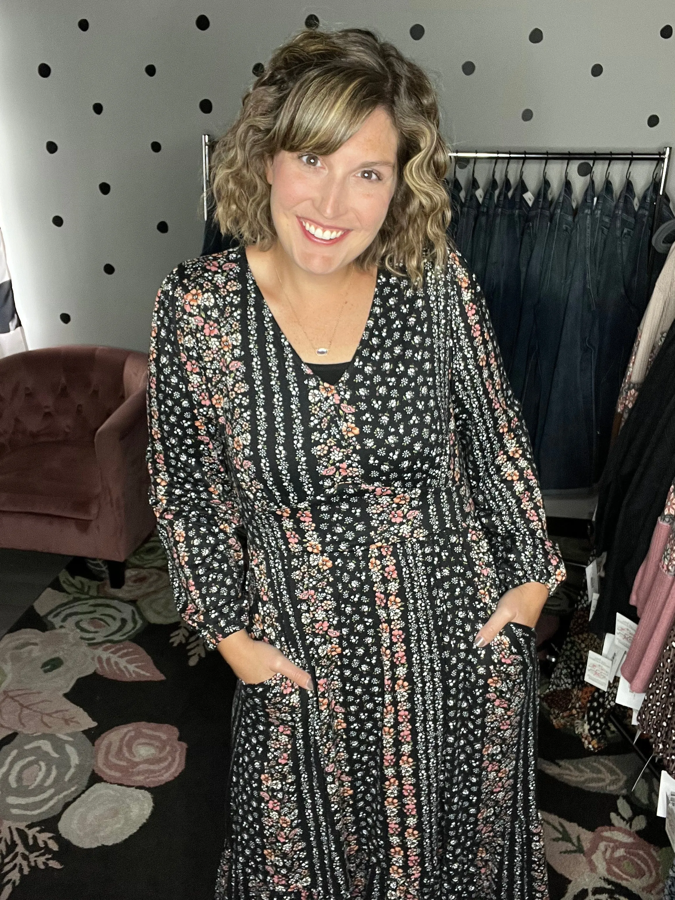 Buttery Soft Black Floral Dress