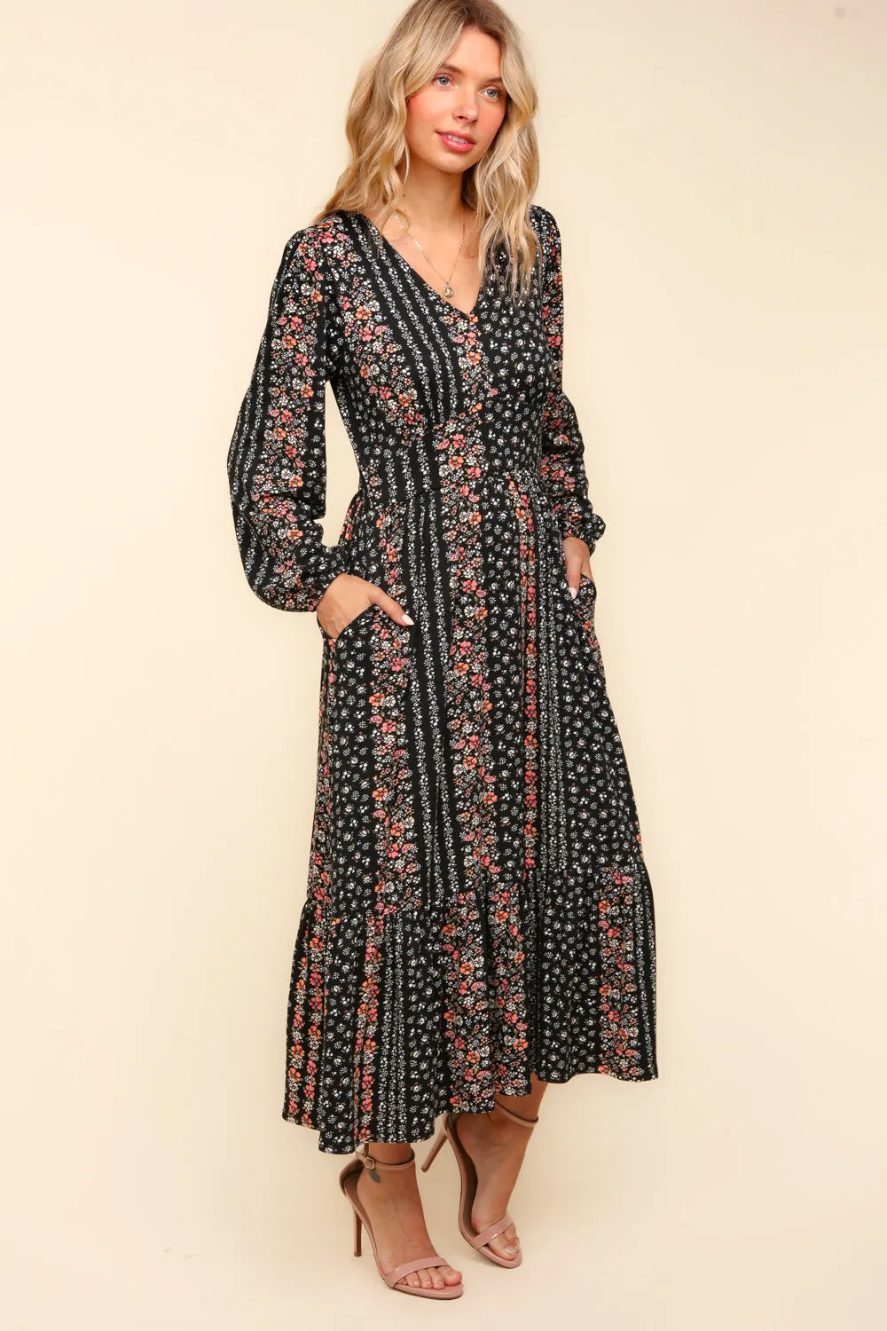 Buttery Soft Black Floral Dress
