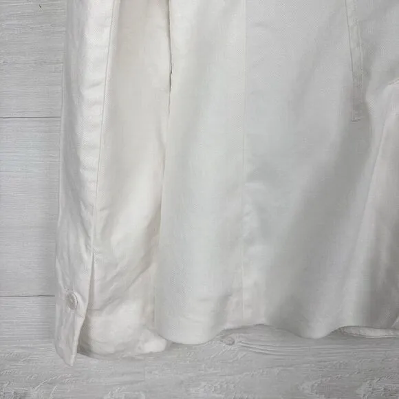 By Anthropologie Elvire Linen Blend Blazer Jacket Women 6 White Twill Preppy