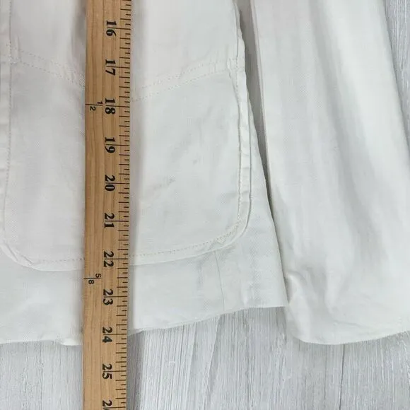 By Anthropologie Elvire Linen Blend Blazer Jacket Women 6 White Twill Preppy