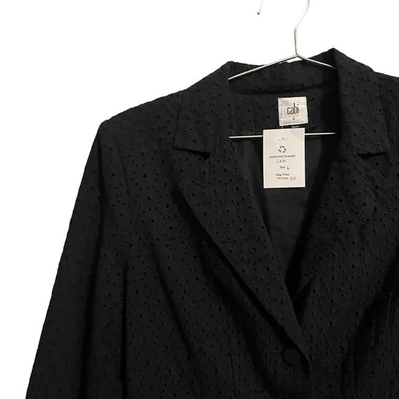 CAbi #5293 Black Eyelet Flamingo 100% cotton Blazer sz 6