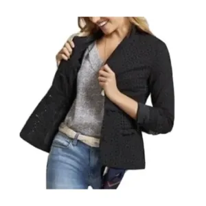 CAbi #5293 Black Eyelet Flamingo 100% cotton Blazer sz 6