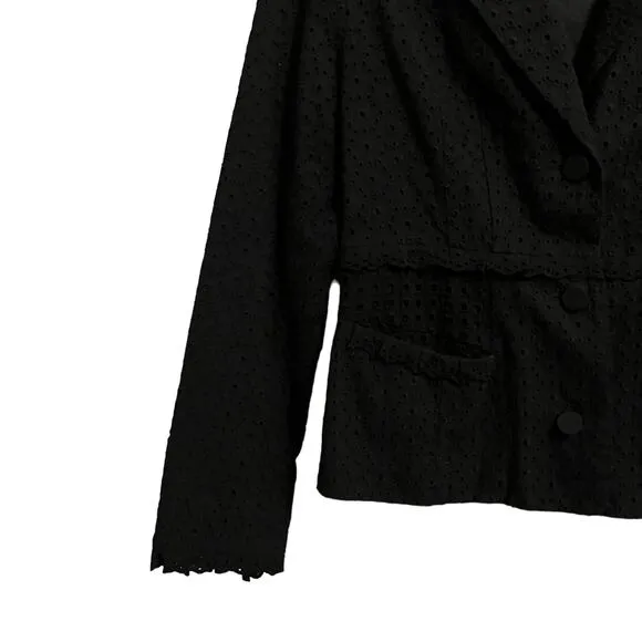 CAbi #5293 Black Eyelet Flamingo 100% cotton Blazer sz 6