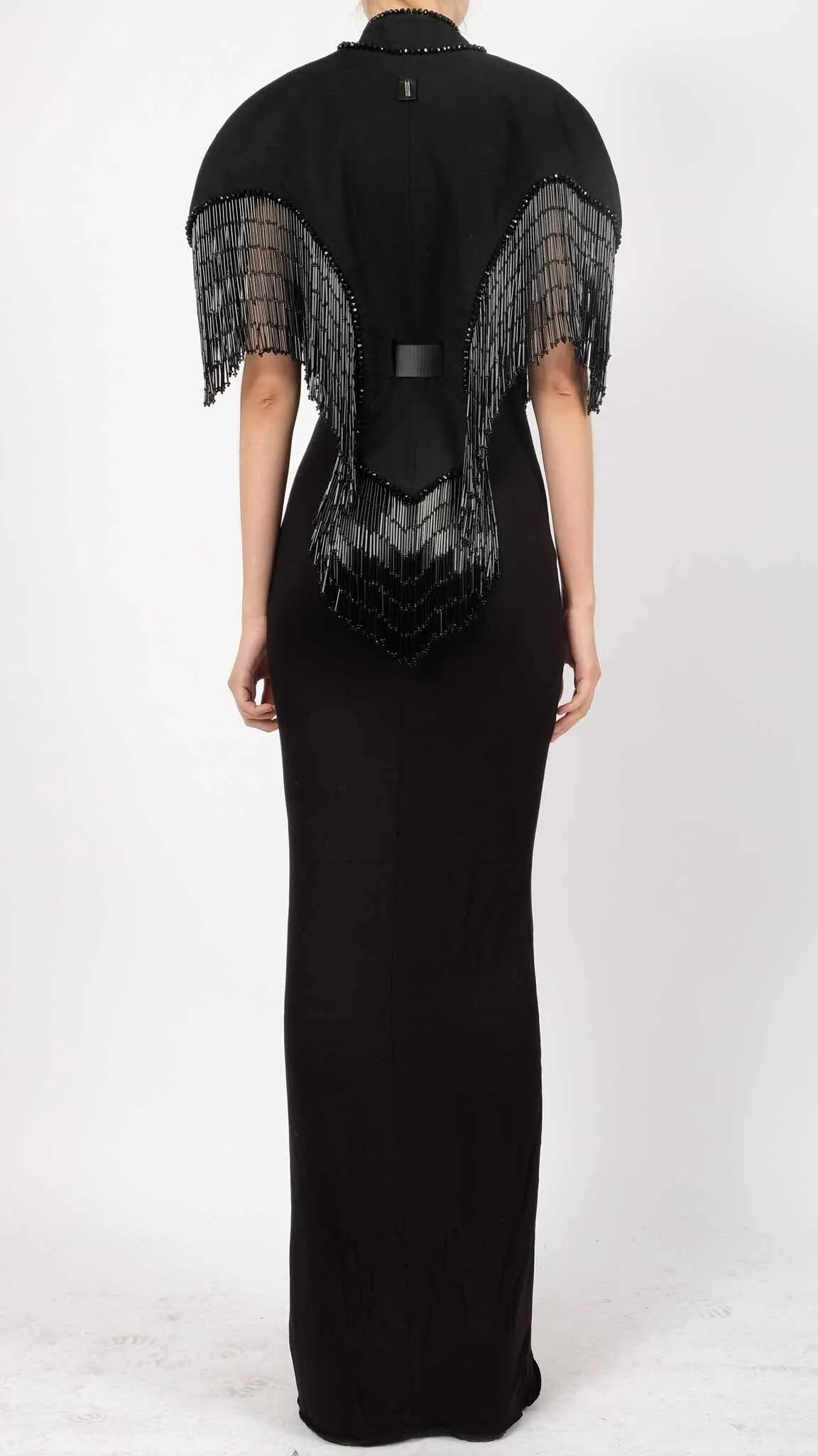 Canvas Cape with Stones and Fringes