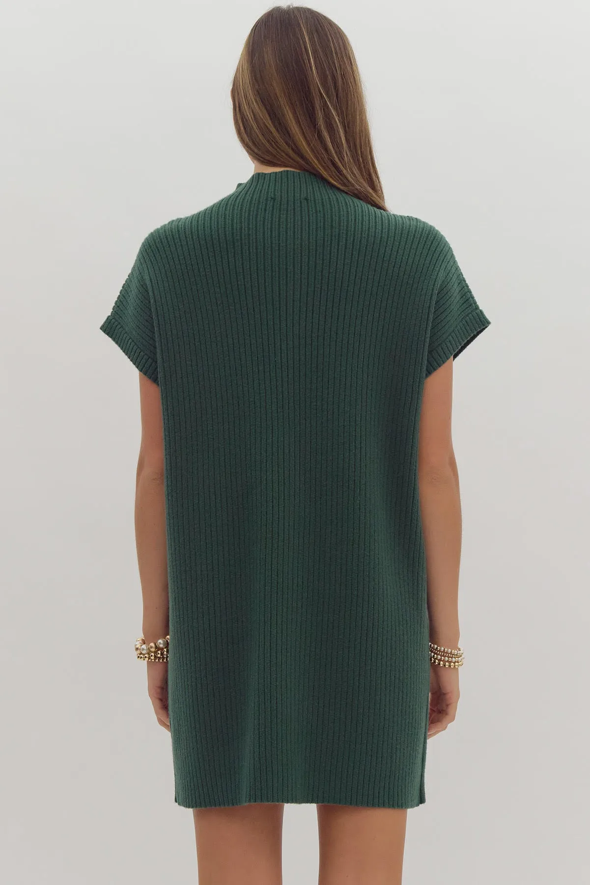 Cap Sleeve Mini Sweater Dress {Forest}