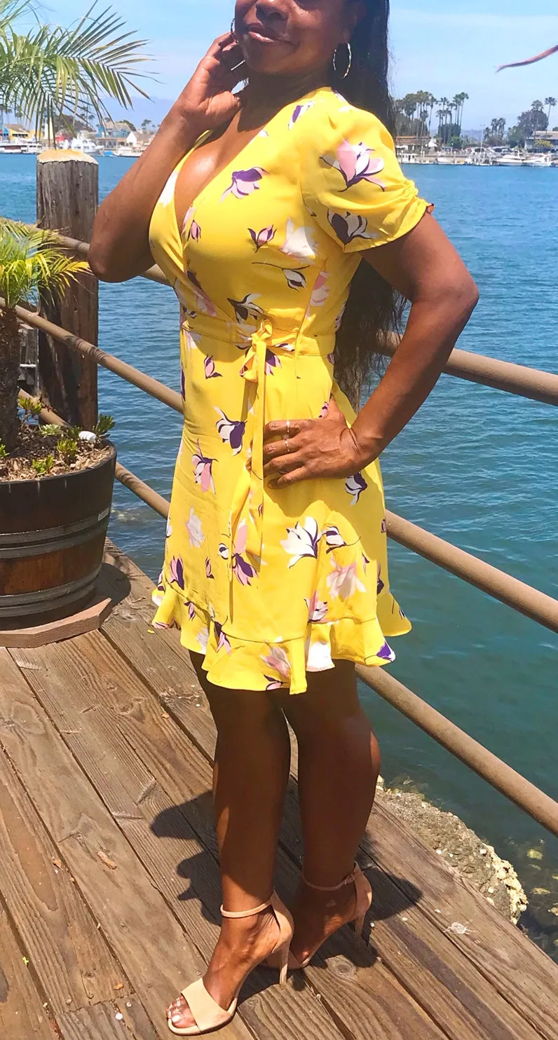 Capri Coast Floral Wrap Dress