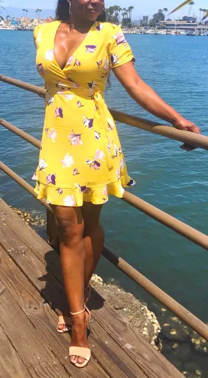 Capri Coast Floral Wrap Dress