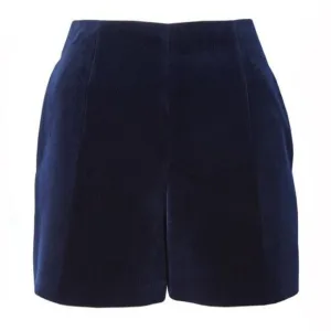 Carven Navy Velvet High Waist Shorts