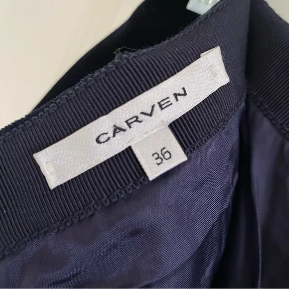 Carven Navy Velvet High Waist Shorts