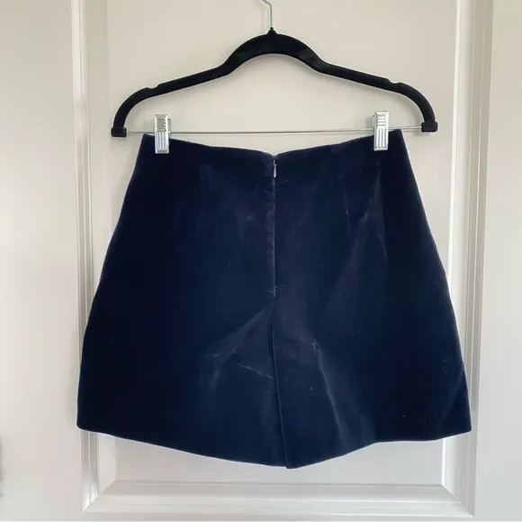 Carven Navy Velvet High Waist Shorts