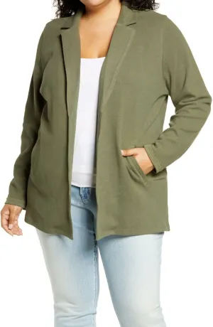 Caslon Women's Plus Size Raw Edge Knit Blazer