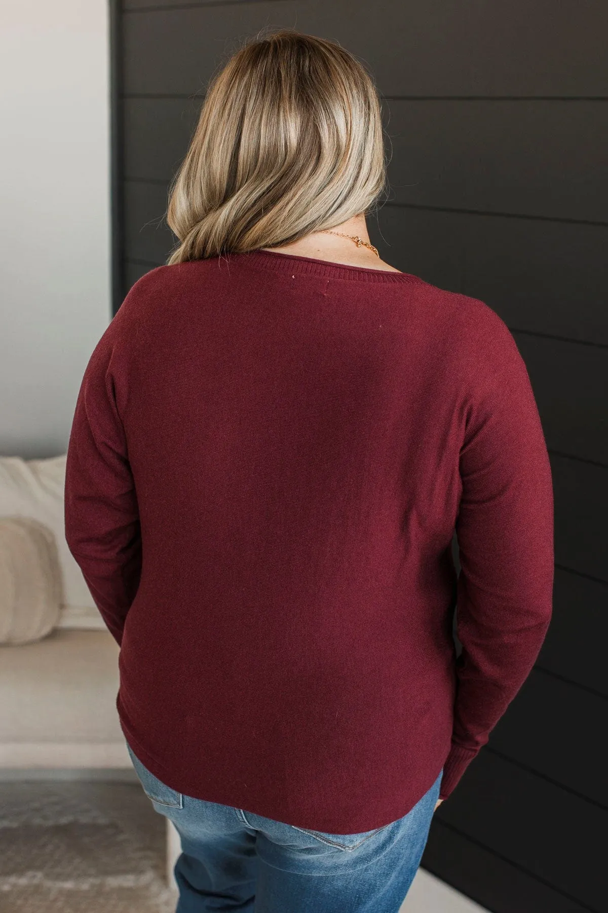 Caught Your Interest Dolman Sweater- Wine