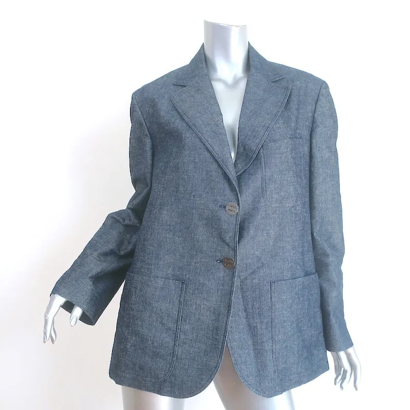 Chanel Identification 00C Denim Blazer Blue Size 44 Two-Button Jacket