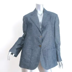 Chanel Identification 00C Denim Blazer Blue Size 44 Two-Button Jacket