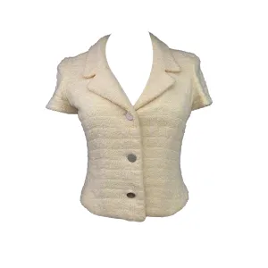 Chanel Yellow Tweed Short Sleeve Blazer
