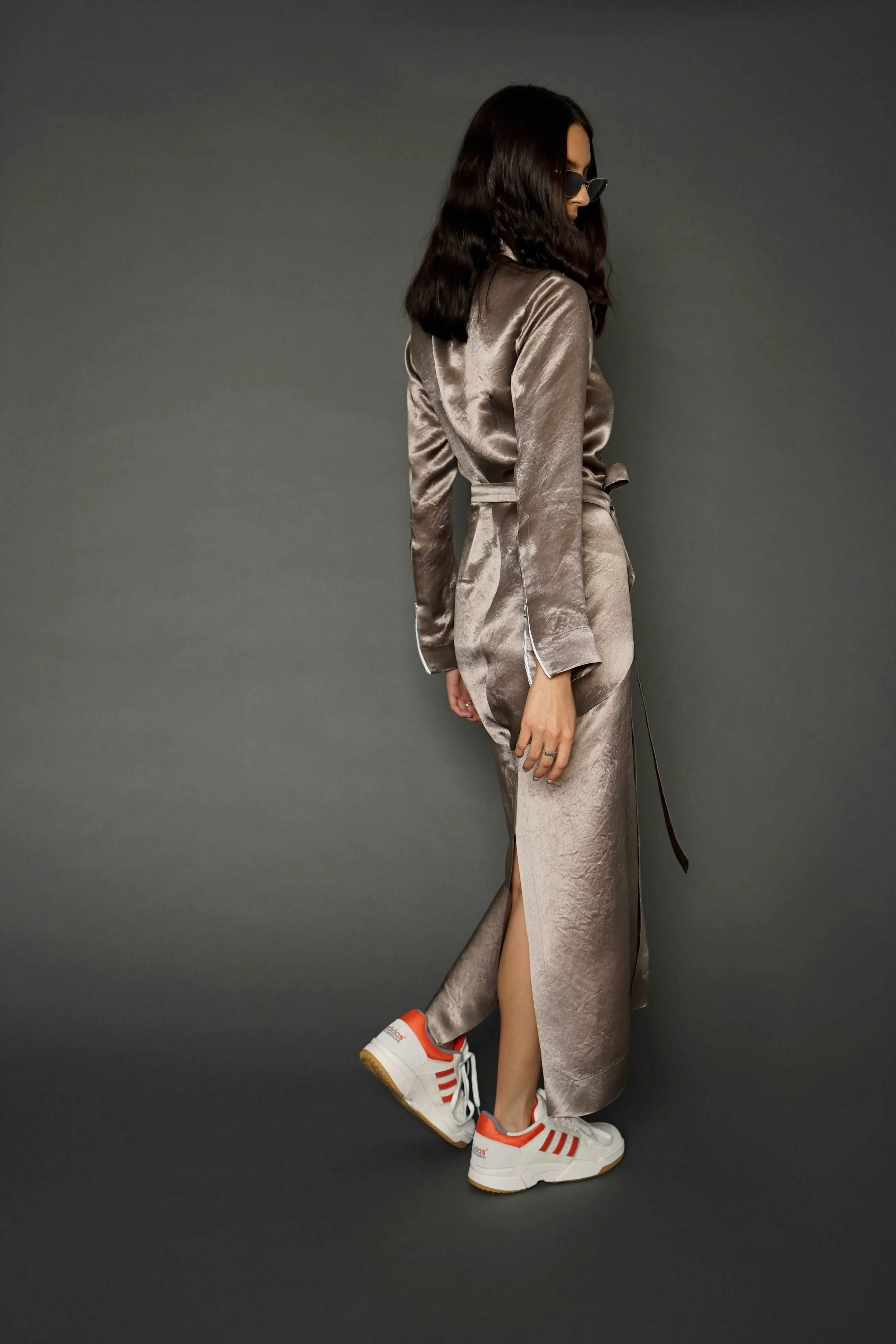 Chani Champagne Long Sleeve Wrap Dress