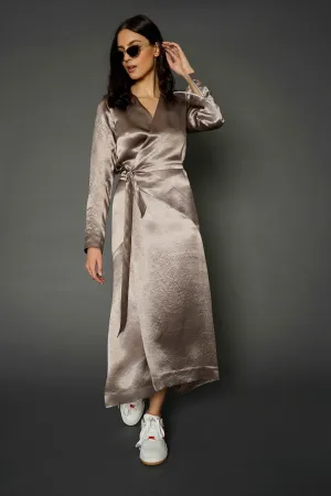 Chani Champagne Long Sleeve Wrap Dress