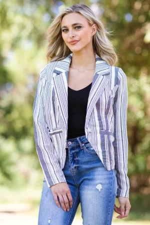 Charcoal and White Stripe Blazer