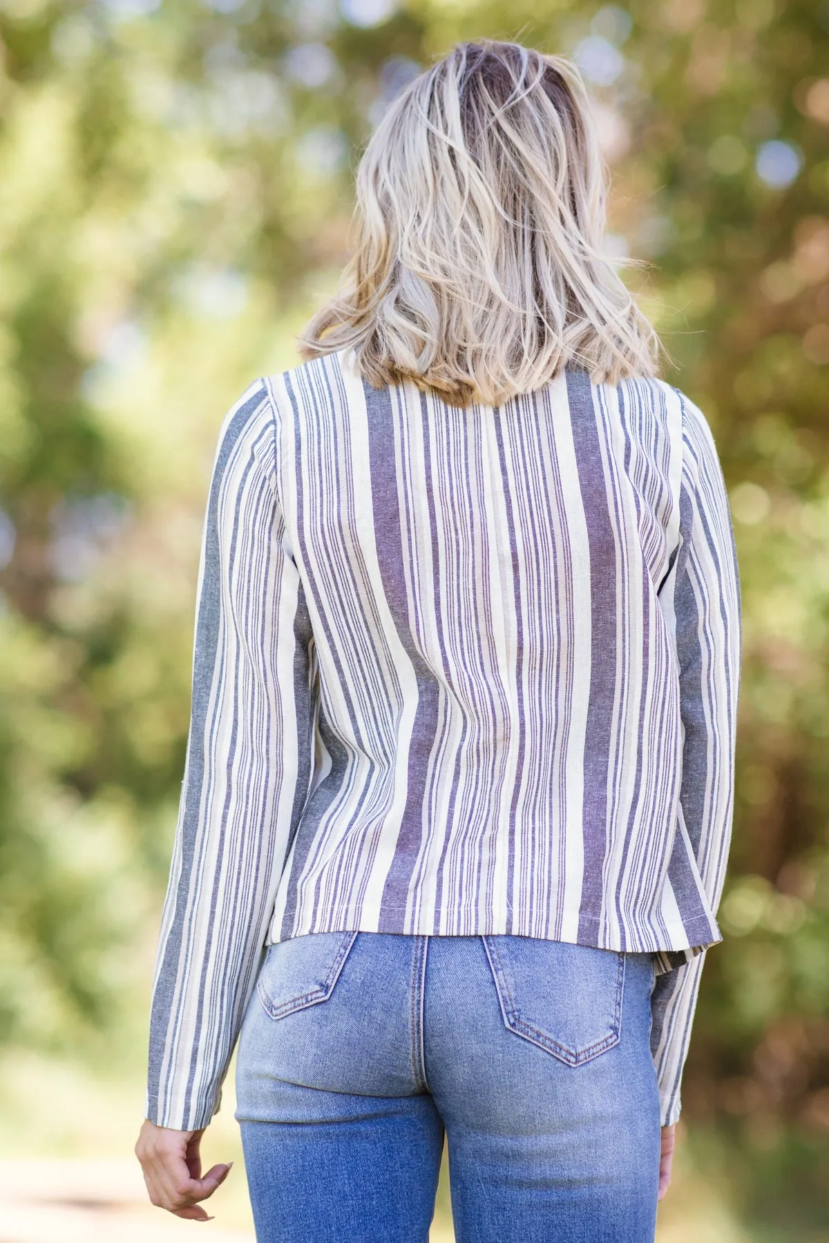 Charcoal and White Stripe Blazer