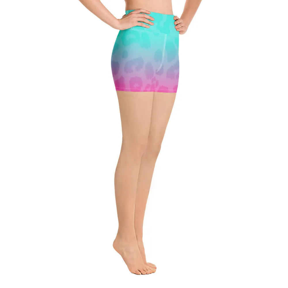 cheetah print ombré high-waisted shorts
