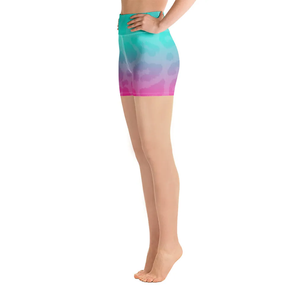 cheetah print ombré high-waisted shorts