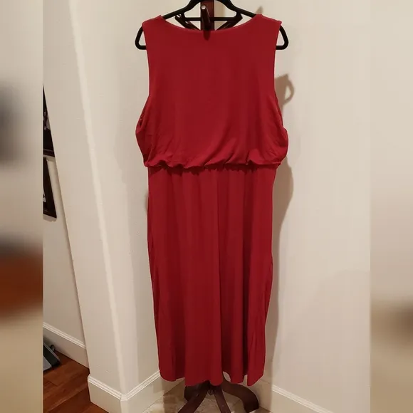 Chico's deep cherry maxi dress, wrap hem, Chico's size 3 - NEW