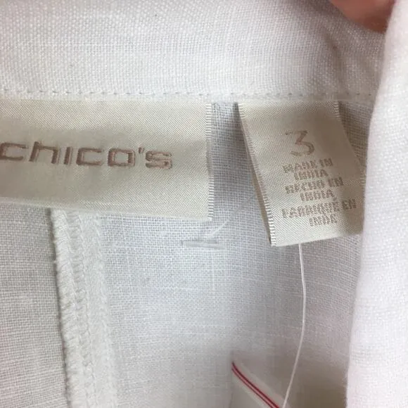 Chico's White  NWT  Novelty EMbroidered  Linen Blazer 3