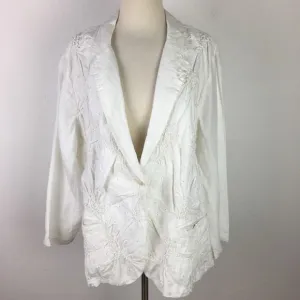 Chico's White  NWT  Novelty EMbroidered  Linen Blazer 3