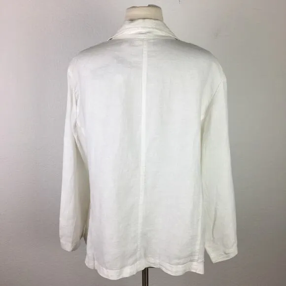 Chico's White  NWT  Novelty EMbroidered  Linen Blazer 3