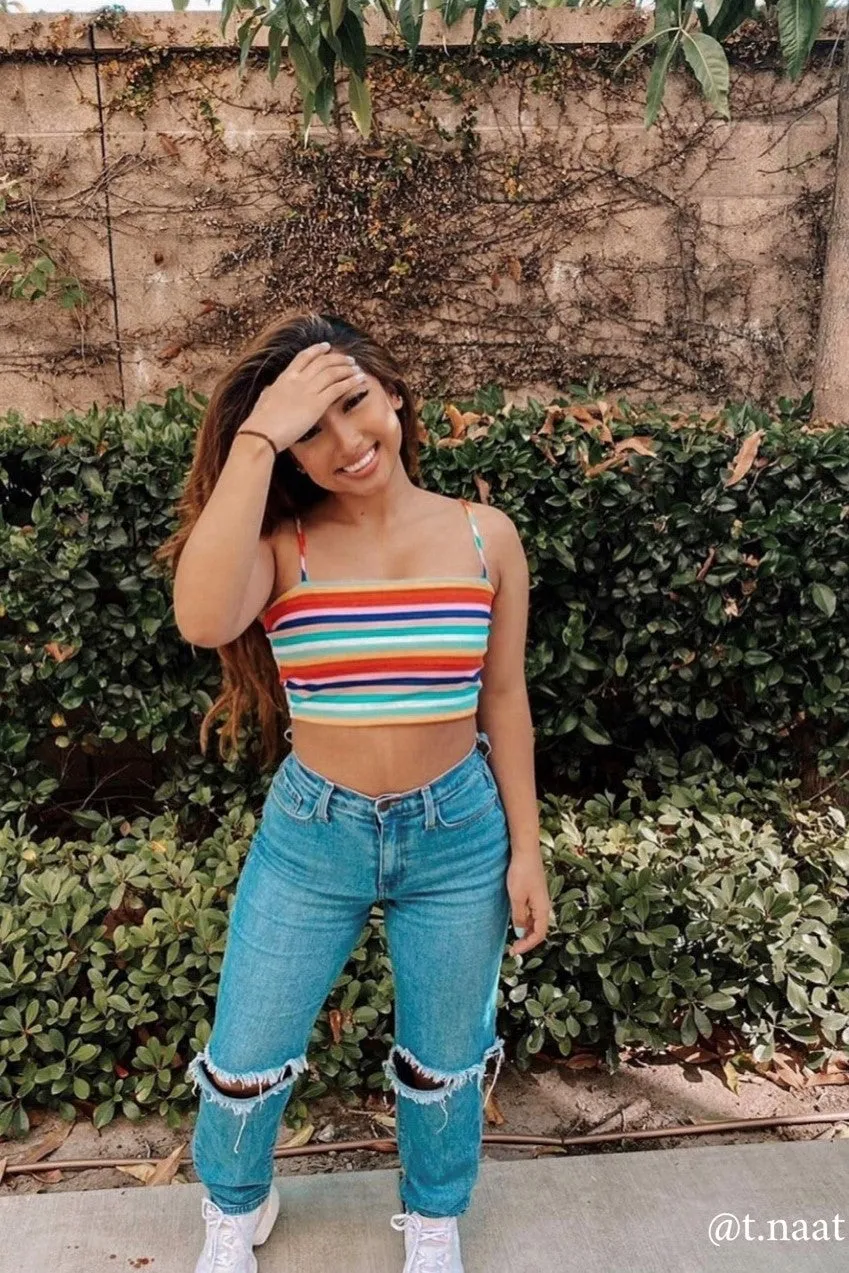 Chloe Striped Crop Top - Blue Multi