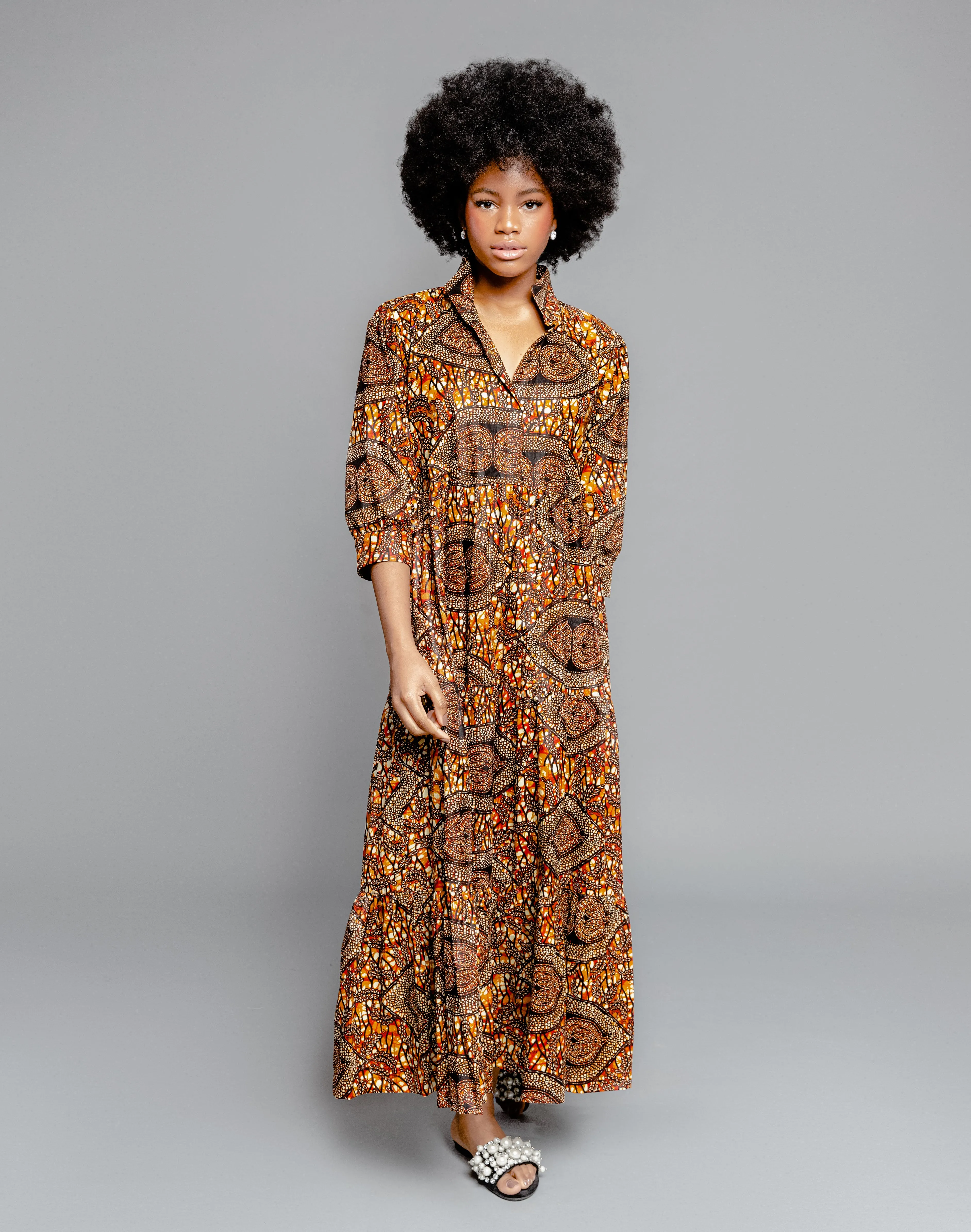 CHOCOLATE PAISLEY MIDI DRESS