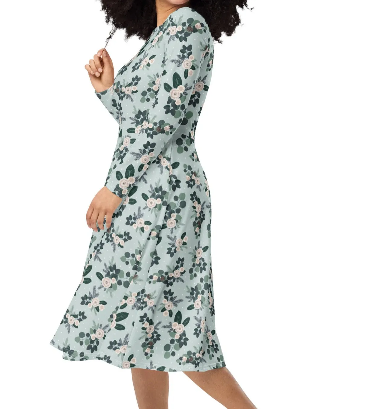 Christmas Eucalyptus Midi Dress (S-6XL)