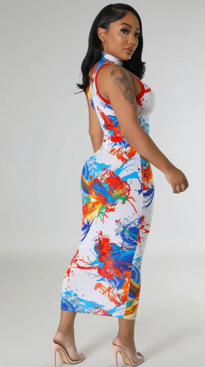 CLEARANCE! Body Paint Mock Neck Midi